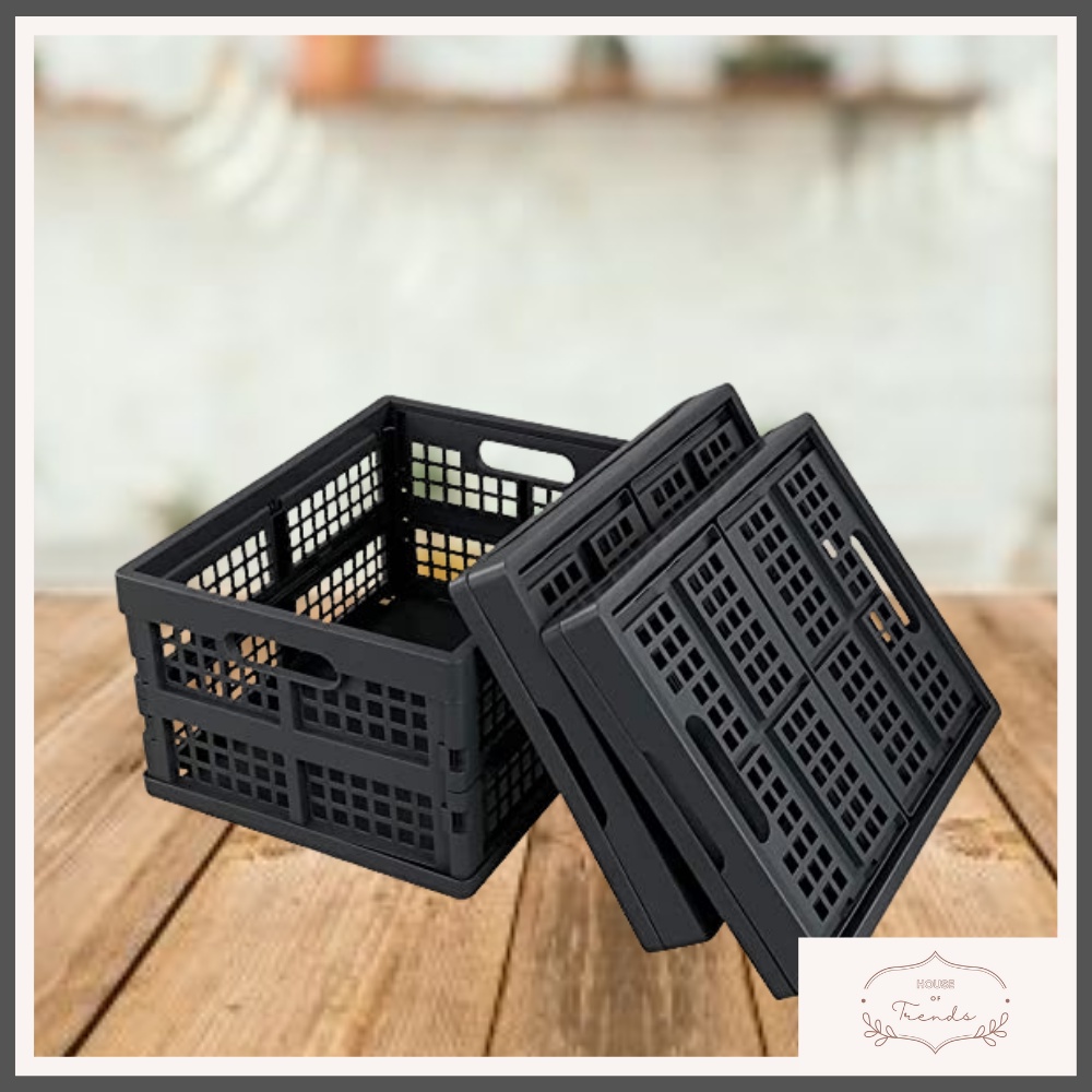 Foldable Basket Plastic Storage Crate Collapsible Storage Box Crate Car ...
