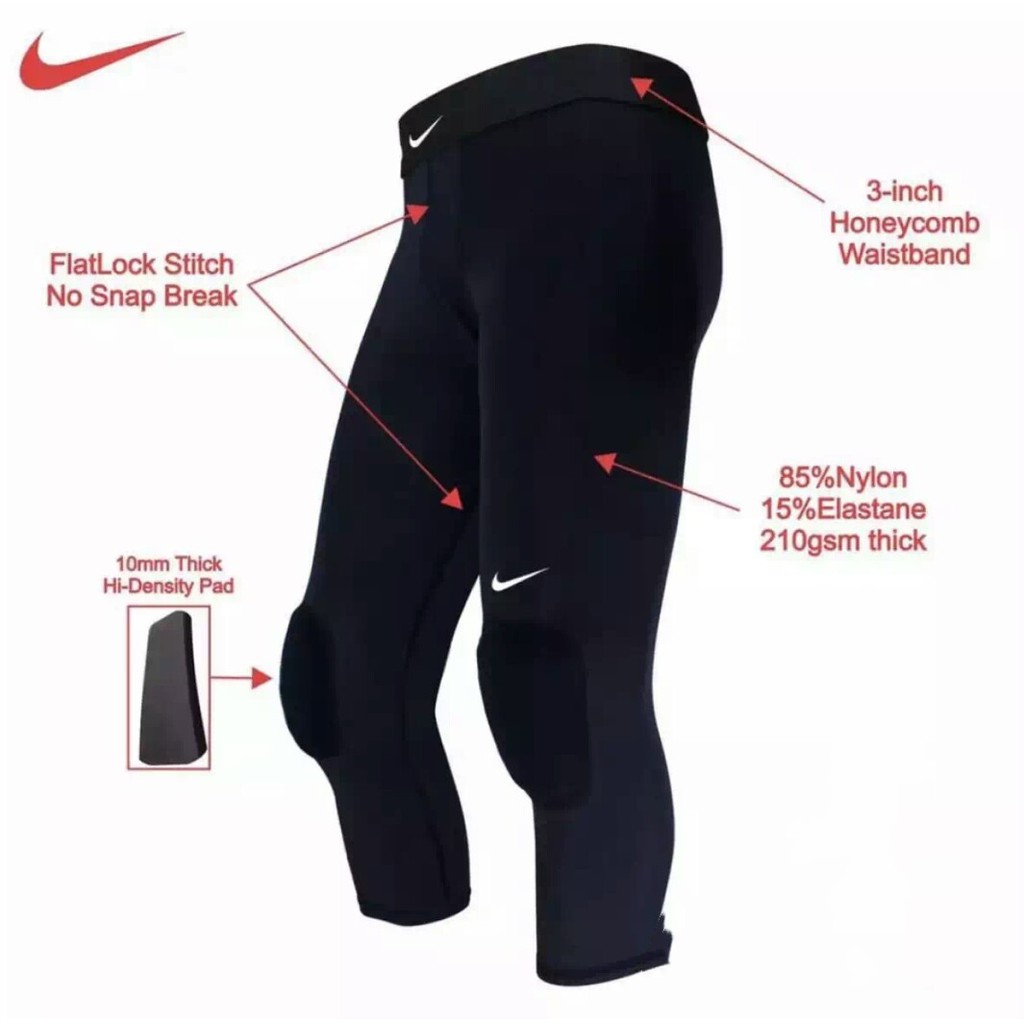 Men Compression Capri Tights 3/4 Length KNEE GUARD PADDED Basketball  Protector Pants Kneepads#705