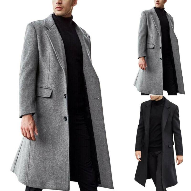 Winter Mens Formal Long Coat Long Sleeve Button Up Jacket Slim Korean Shopee Philippines