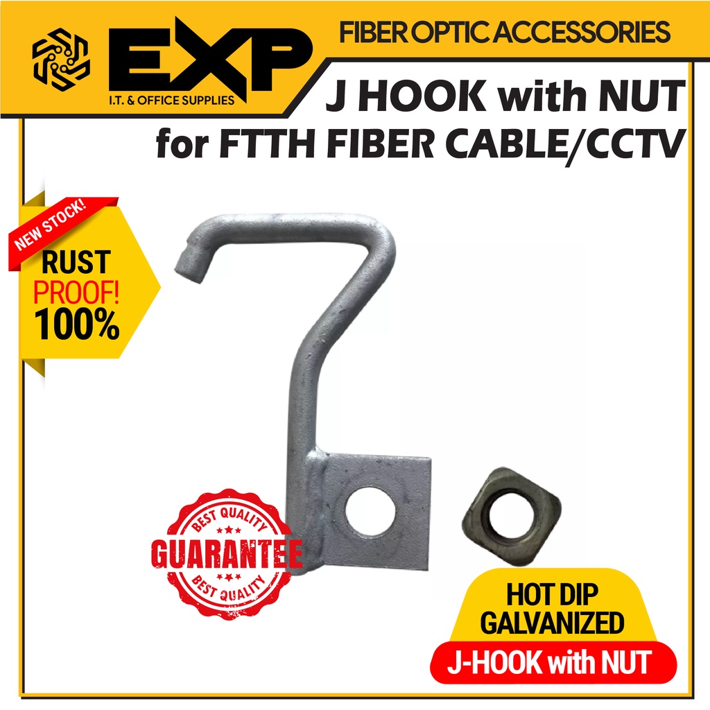 J HOOK with NUT for POLE LINE FITTINGS ( FIBER CABLE or CCTV) Shopee