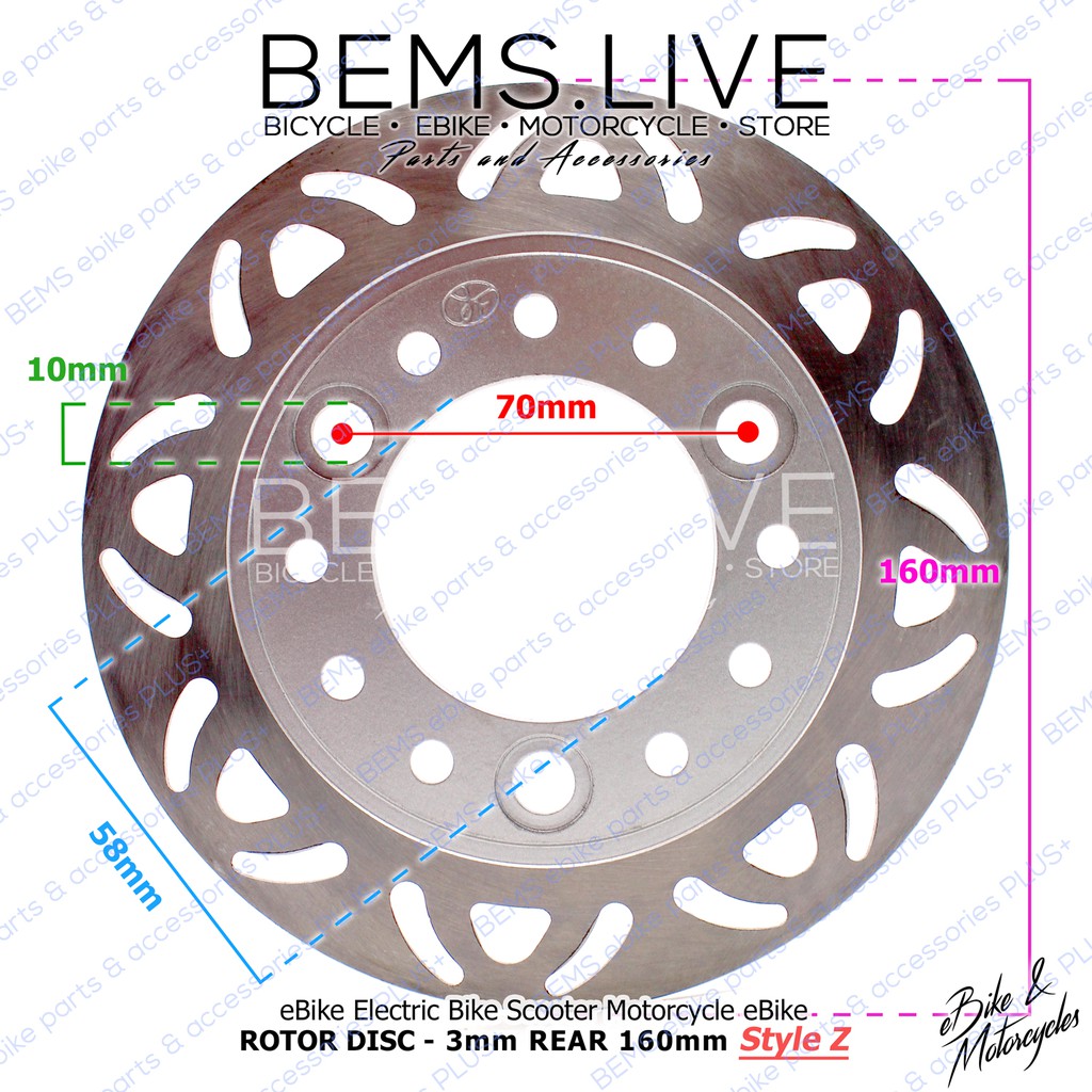 3mm 160mm 180mm 190mm Style UVWXYZ REAR Brake Rotor Disc for eBikes