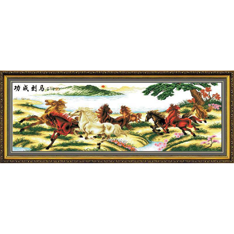 Stamped to Stitch* (21981)Galloping Steed Lucky Horses, 150x55cm,11CT ...