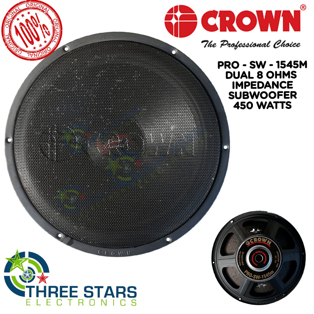 Original Crown PRO-SW-1545m 450W Dual 8 Ohms 15 Inches Subwoofer ...