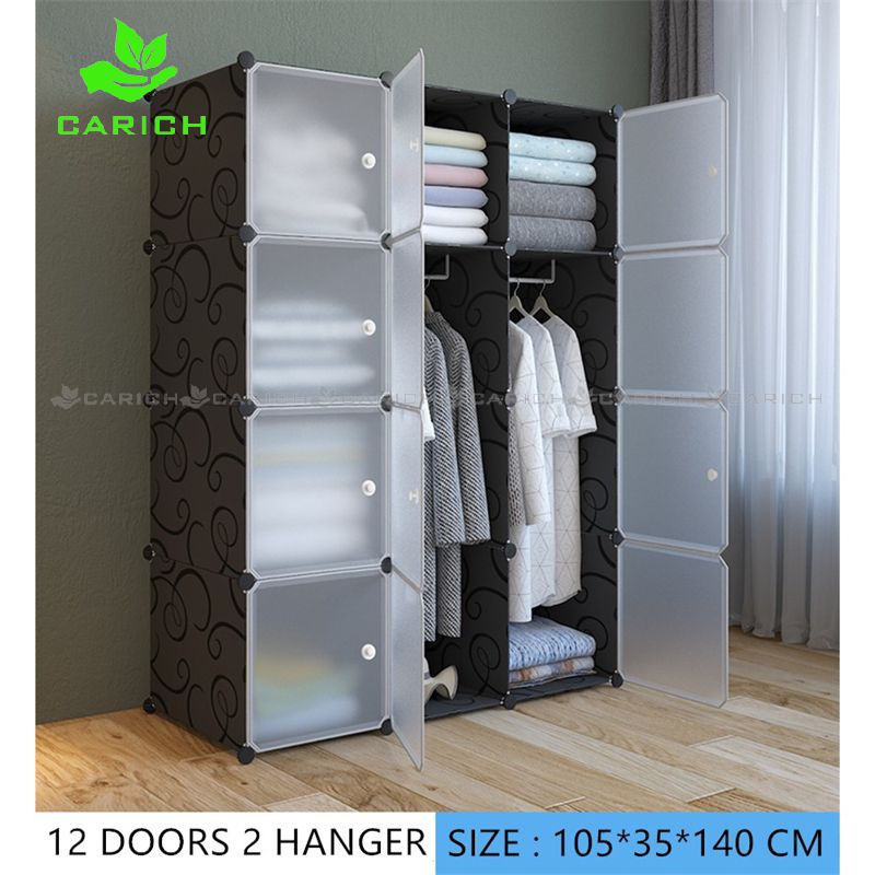 Clothes Cabinet DIY Wardrobe Closet Organizer With Hanger Shoe Rack ...