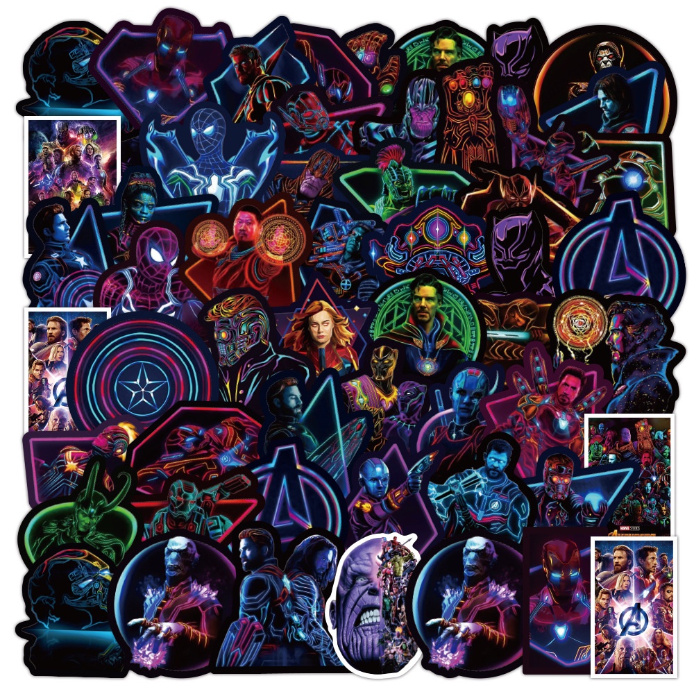 100/50PCS Cool Marvel The Avengers Waterproof Stikers Cool For ...