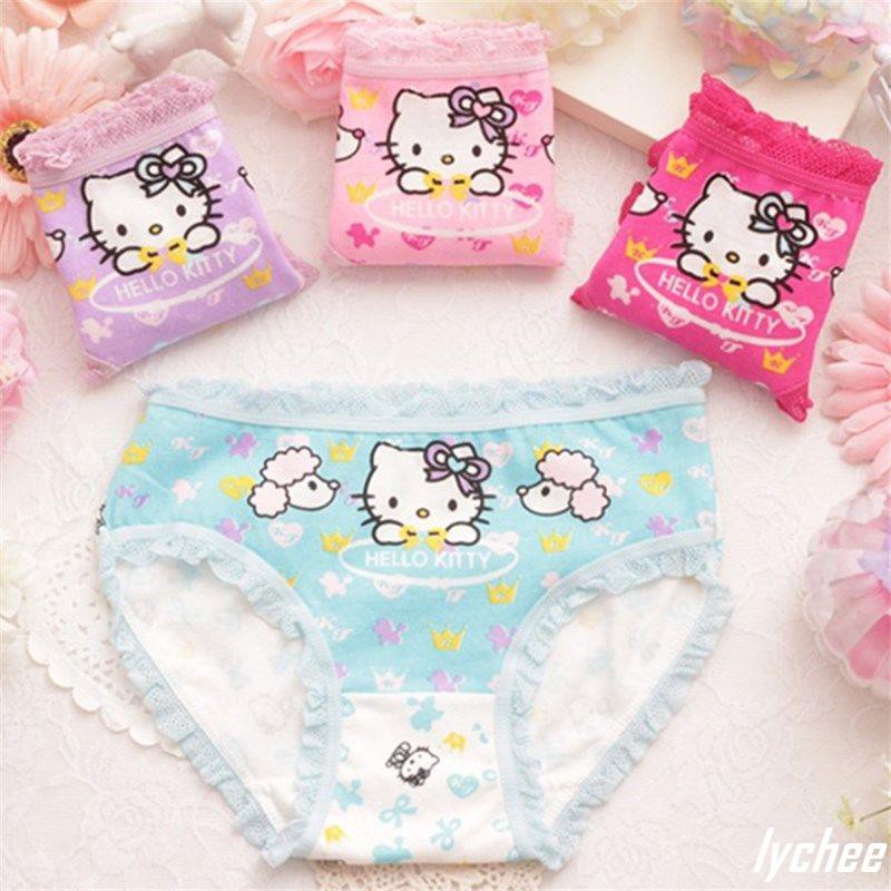 4pcs 1-10Y hello kitty Children's underwear girls' cotton briefs angle  triangle Shorts Girls College Students underpants panty for kids panties