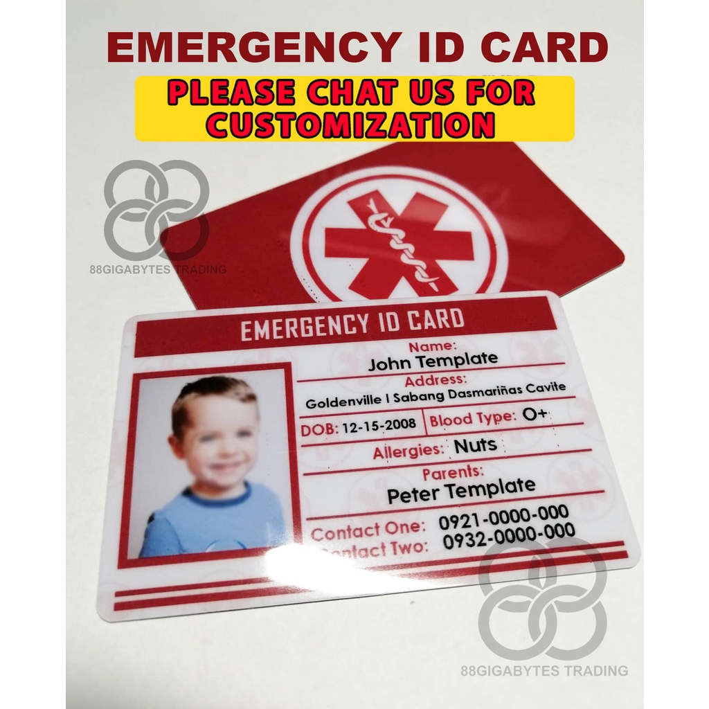 Emergency ID Card Wallet Size PVC Card (Customizable) | Shopee Philippines