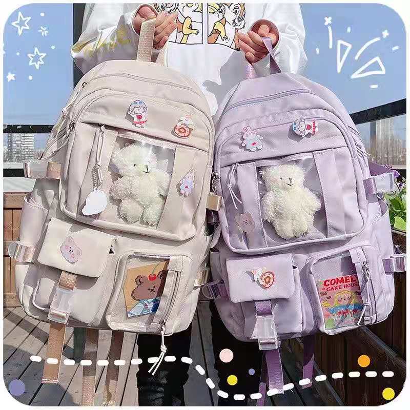 korean school backpack for women college bagpack with laptop compartment big size simple pure unisex Shopee Philippines