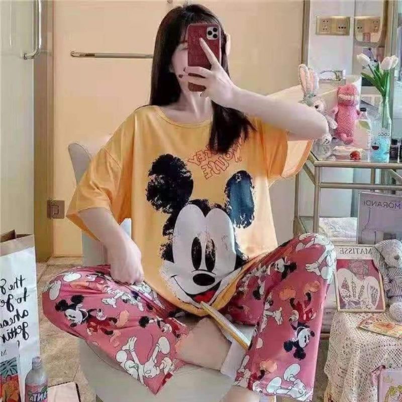 Women Cotton Sleepwear Cartoon Characters Pajama Terno Set