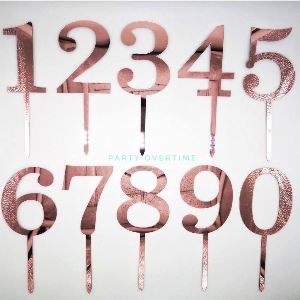 Rose Gold Acrylic Number Cake Topper Single Digit Party Decor | Shopee ...