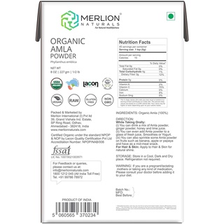 Organic Amla Powder by Merlion Naturals | Philanthus emblica/Indian ...