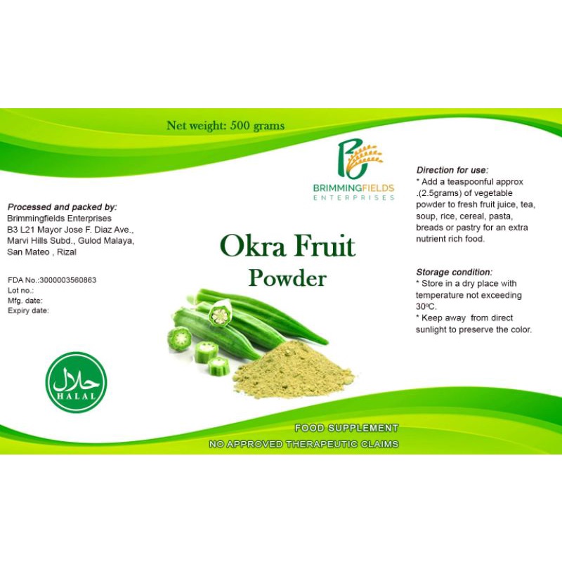 OKRA FRUIT POWDER 200grams Shopee Philippines