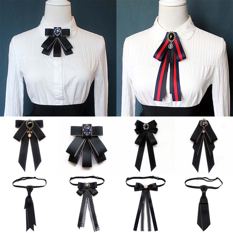 [44 Styles] Vintage Bow Tie Pearl Ribbon Collar Adjustable JK College ...