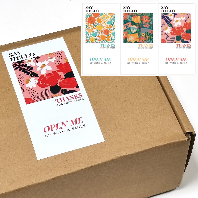 50pcs/Pack 6*12cm Exquisite Flower Design Thank You For Your Order