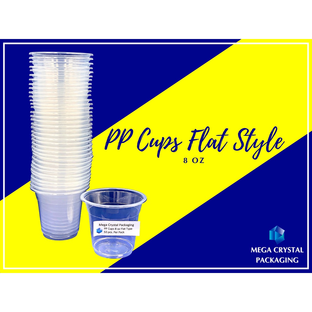 [ 50 Pcs ] PP Flat Plastic Cup Milk Tea Y Cup 8 oz / 12 oz / 16 oz / 22