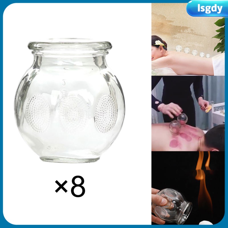 Chinese Acupoint 8PCS Glass Cupping Therapy Set Thick Glass Cupping Set Fire Glass Cupping Set