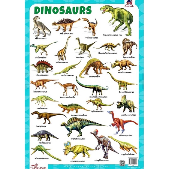 A4 DINOSAURS Laminated Educational Wall chart for kids | Shopee Philippines