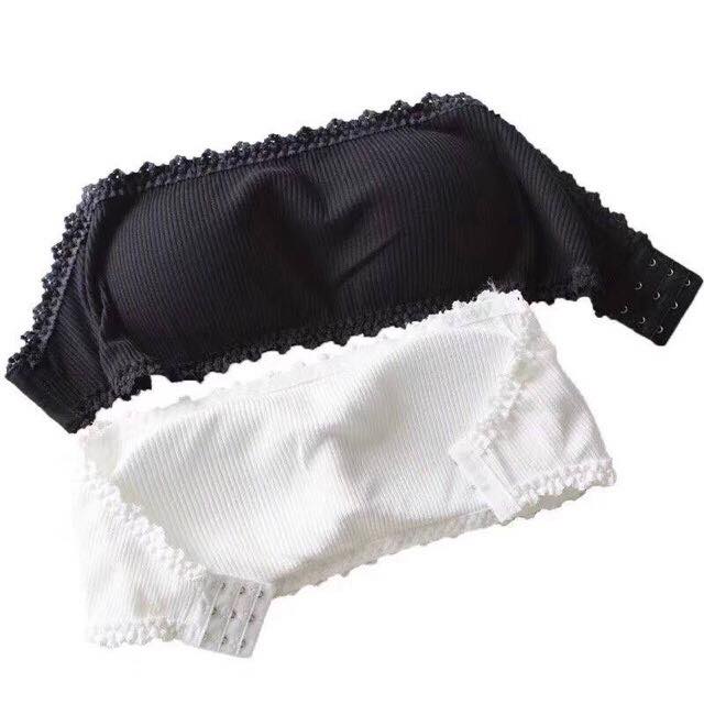 Strapless threaded cotton tube top with padded girl bra#625 | Shopee ...