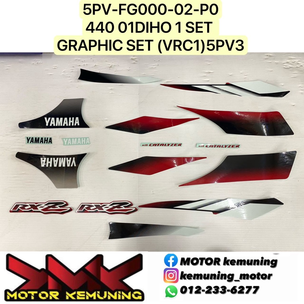 100% HLY YAMAHA RXZ STRIPE GRAPHIC SET / STICKER COVERSET CATALYZER ...