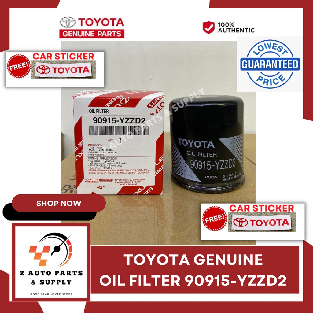 OIL FILTER 90915-YZZD2 TOYOTA GENUINE Innova, Fortuner, Hilux, Hiace ...