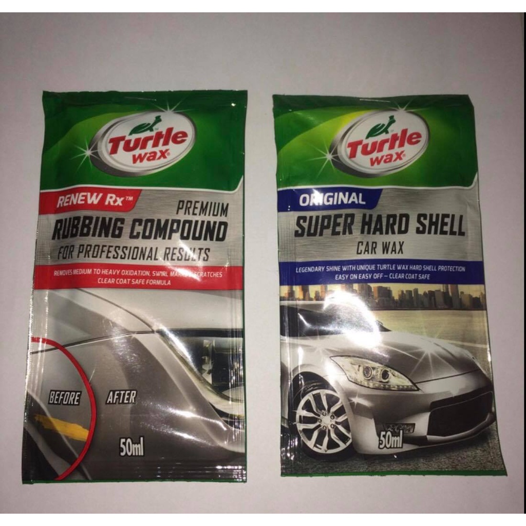 TURTLE WAX ORIGINAL SUPER HARD SHELL CAR WAX/ RUBBING COMPOUND 50ml ...