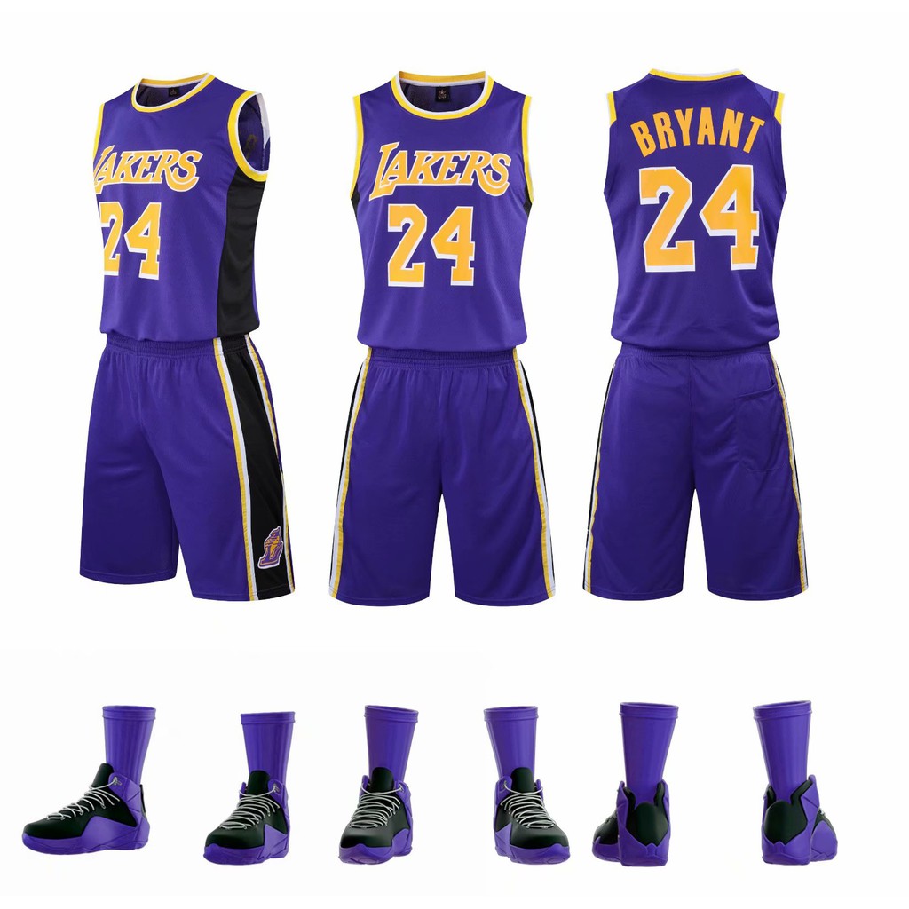 ❄ NBA Lakers Jersey 24 Kobe Bryant Jersey Kids Tops Shorts Jersey Set  Children Basketball Uniform Jersi