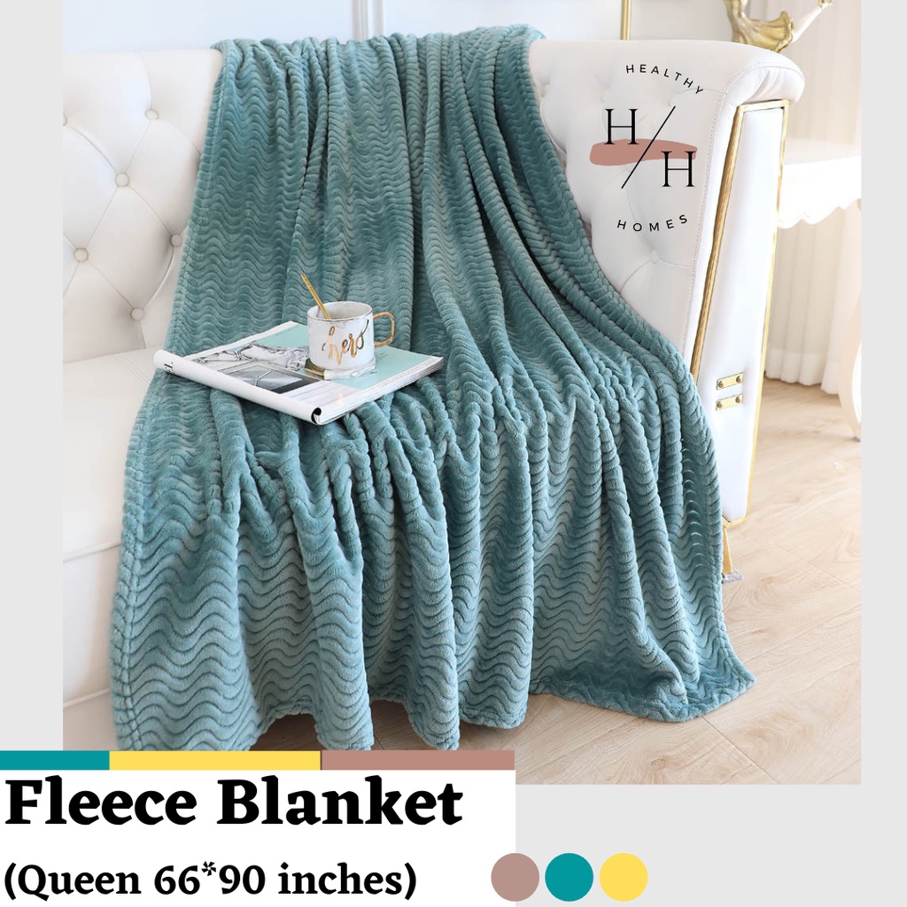 Healthyhomes (Queen King Size) Wave Fleece Aesthetic Bed Blanket Kumot  Affordable Thick