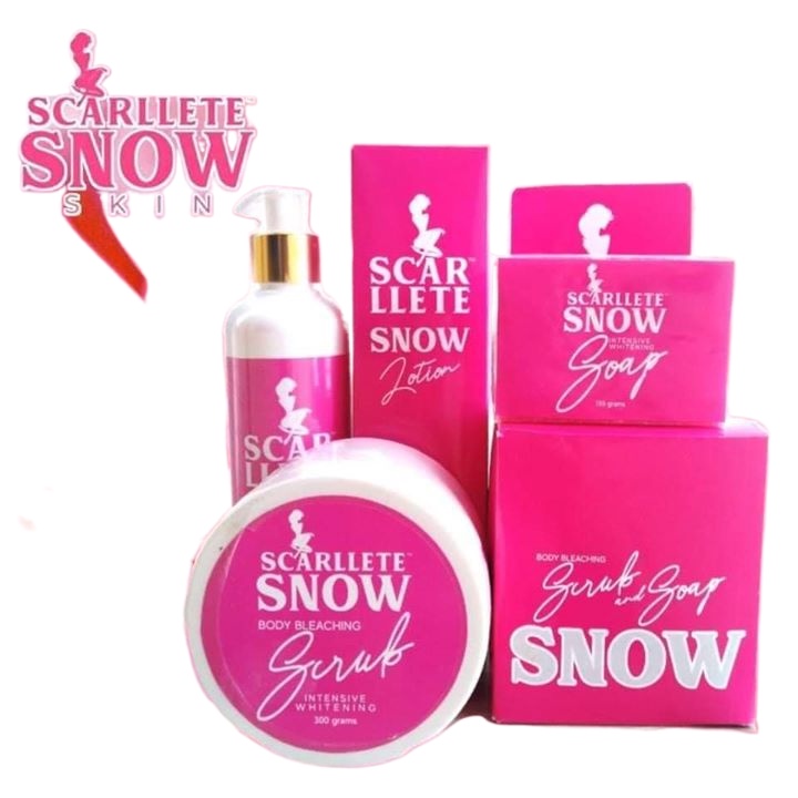 Scarlette Snow Body Whitening Set (Body Scrub, Lotion, Soap) Shopee
