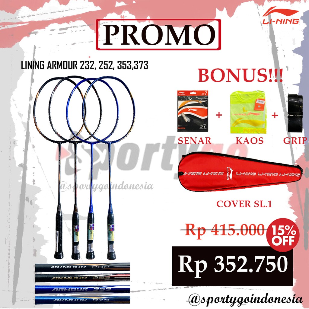 READY! RACKET lining ARMOUR 232 252 353 373 ORIGINAL | Shopee Philippines