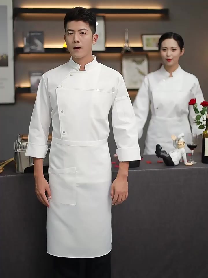 Chefs Uniform Unisex Cook Chef Jacket Catering Uniform White Long Chef ...