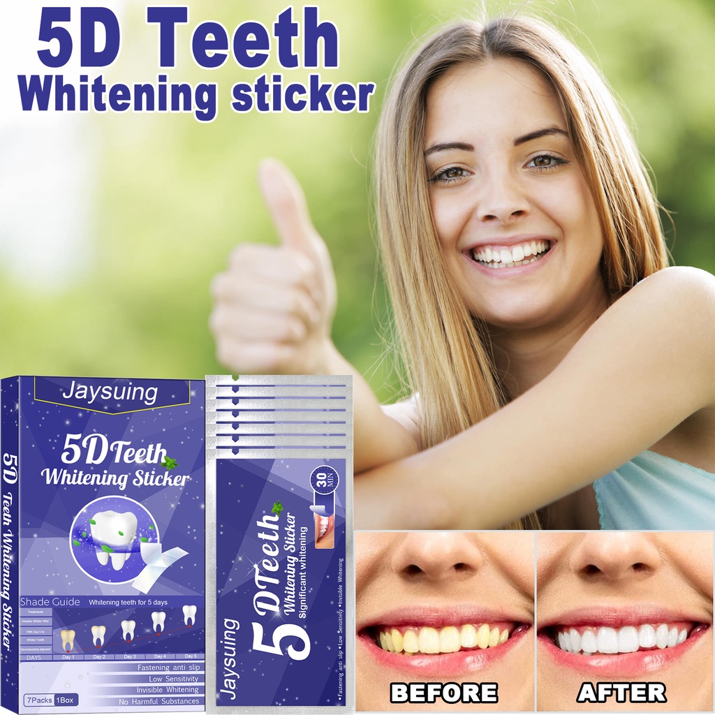 Jaysuing 3D Whitening Teeth Patch Beautifying Stickers Non-Sour ...