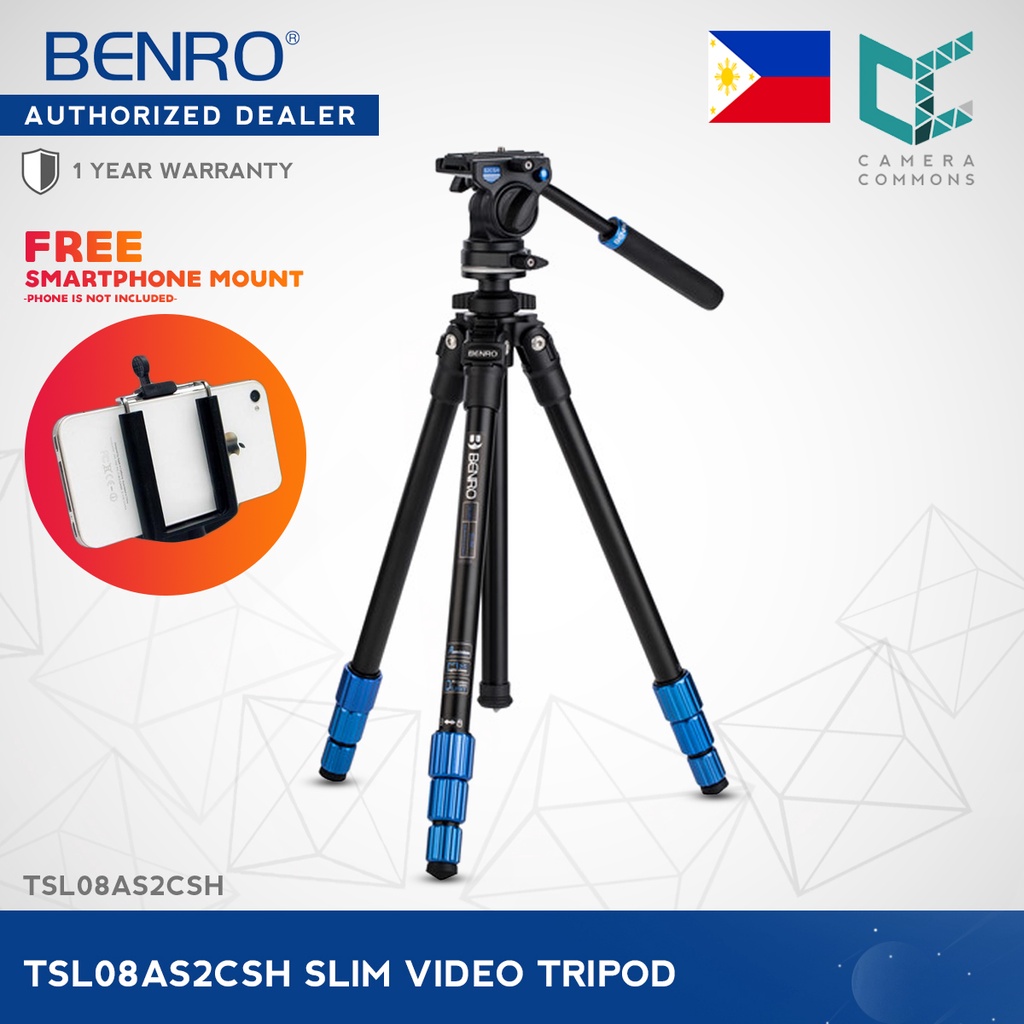 Benro TSL08AS2CSH Slim Video Aluminum Tripod Kit Shopee Philippines