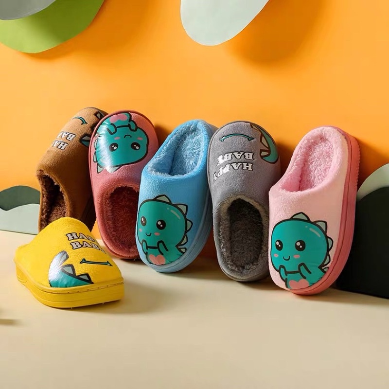 Children S Cotton Slippers Cartoon Dinosaur Home Cute Fur Warm Indoor   D4eb5f45bd67a6cff9eeded6acb4444f