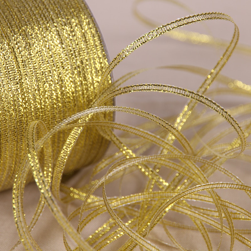 25Yards 6mm Silver Gold Glitter Silk Satin Ribbon Party Home Wedding ...