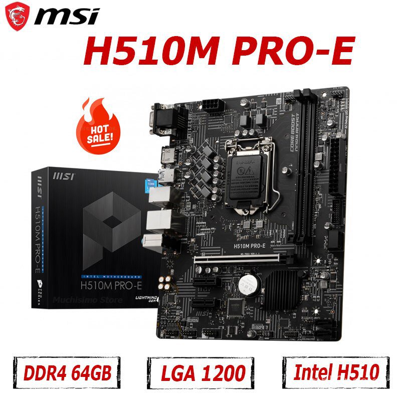 MSI H510M PROE Motherboard LGA 1200 DDR4 64GB PCIE 4.0 Intel H510