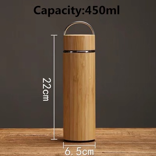 550ML Bamboo Tumbler Vacuum Double-Walled 304 Stainless Steel Flask  W/Strainer Wood Bottle