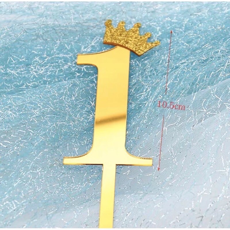Acrylic Number Cake Topper Glitter Crown Diamond Happy Birthday Number ...