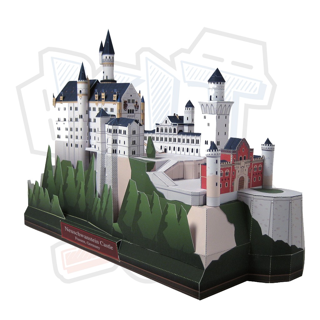 German Castle architectural paper model Neuschwanstein Castle - Germany ...