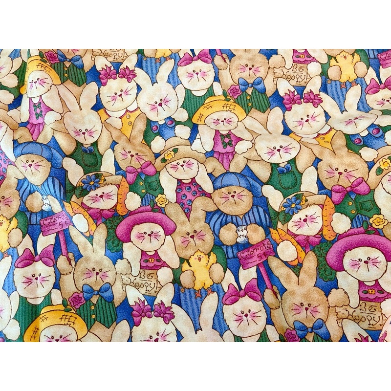 Size 45*27 Cm. American Cotton Fabric Vintage Antique Peony Rabbit ...