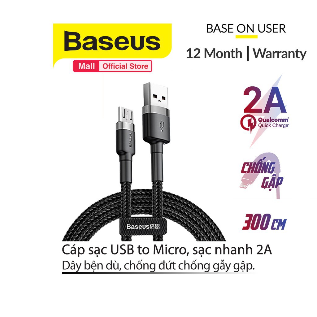 Baseus Cafule Micro USB Charging Cable for Android Smartphone 1m/2m/3m ...