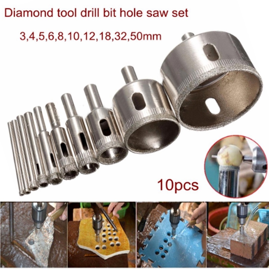 10pcs/set 350mm Diamond Tool Drill Bit Hole Saw Glass Ceramic Marble