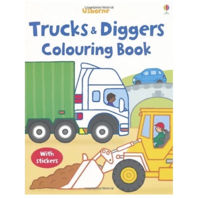 Usborne Trucks & Diggers Coloring Book with stickers | Shopee Philippines