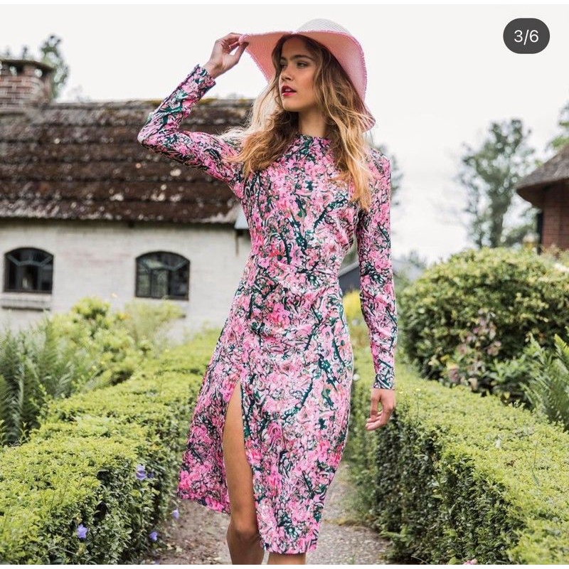 H&m pink 2024 maxi dress