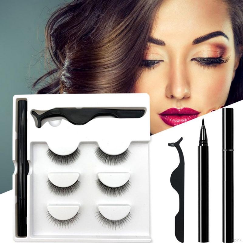Pumpup3 Pairs Magic False Eyelash Set With No Glue No Eyeliner