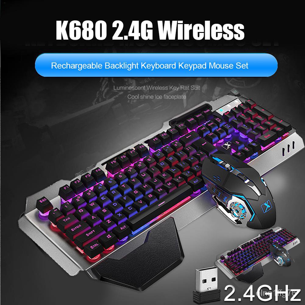 Keyboard and Mouse Set 2.4G Wireless Rechargeable Backlight Gaming