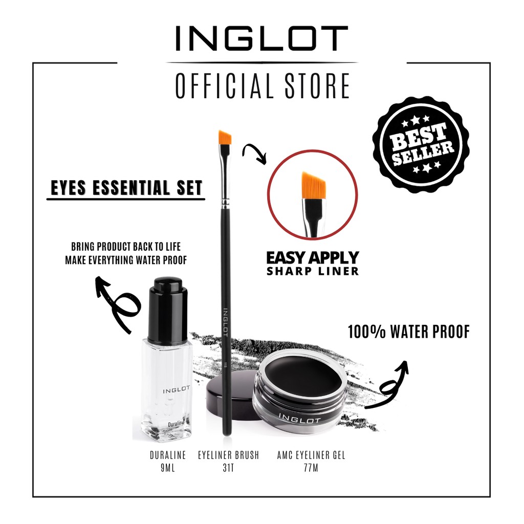 INGLOT EYE ESSENTIALS SET ( REVIVE MIXER DURALINE + BLACKEST BLACK