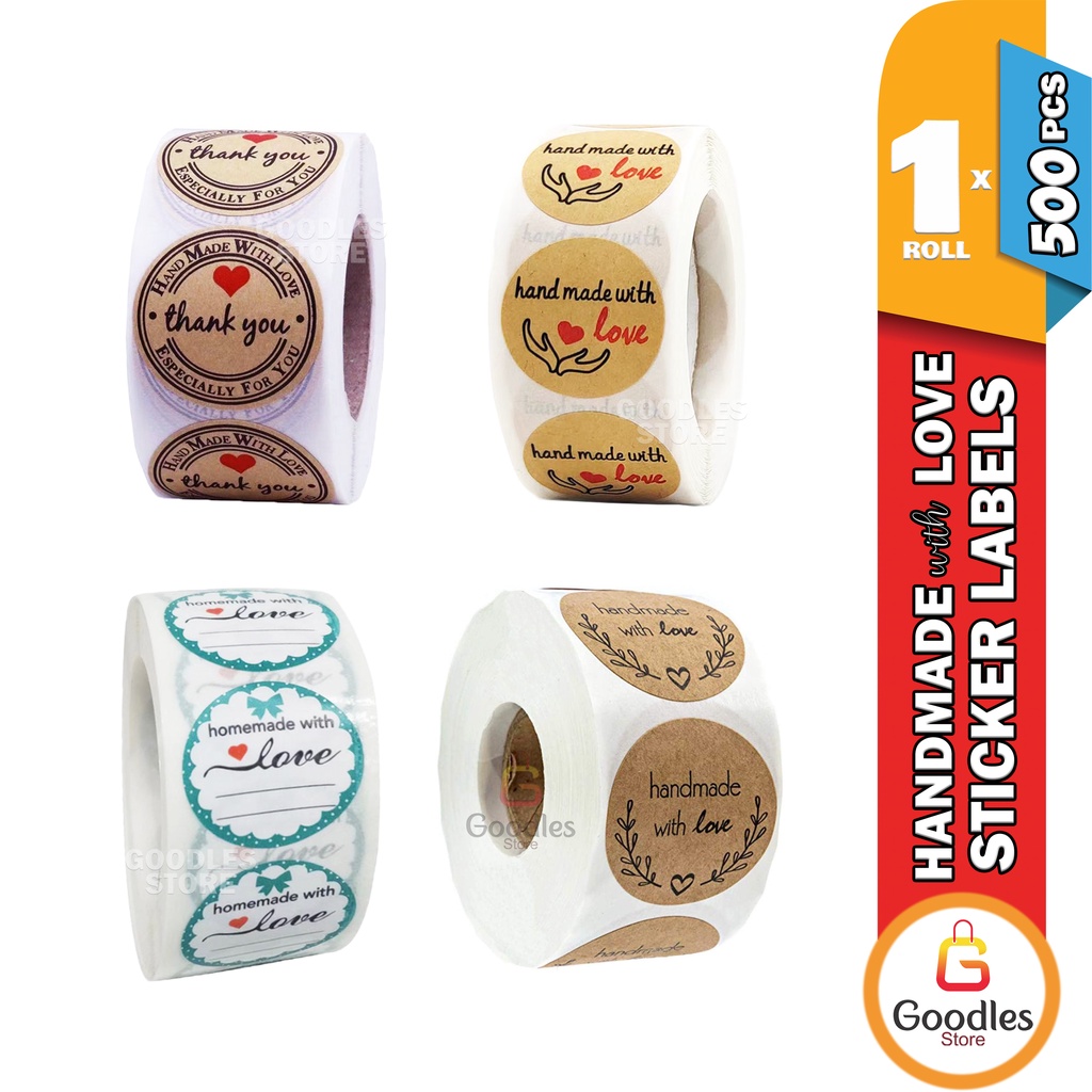 500pcs Handmade with Love Sticker Label Handmade Sticker Label DIY