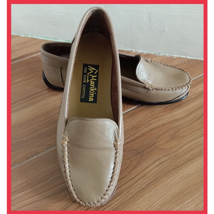 PLAIN BEIGE Marikina Made Fashionable Genuine Leather Casual Flat Shoes for  Women Topsiders Loafers