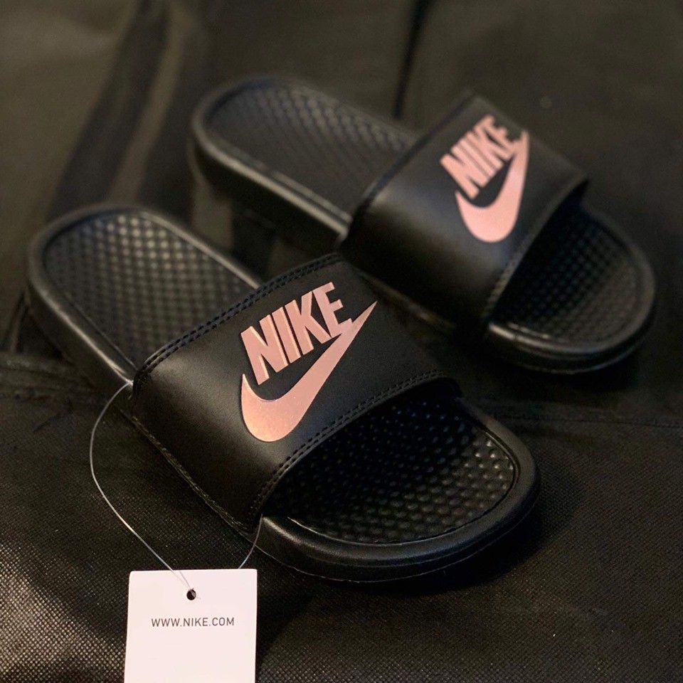 Black and rose store gold nike sandals