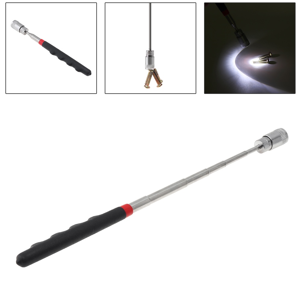 Telescopic Pick Up Tool With Bright Led Light Flexible Spring Magnet